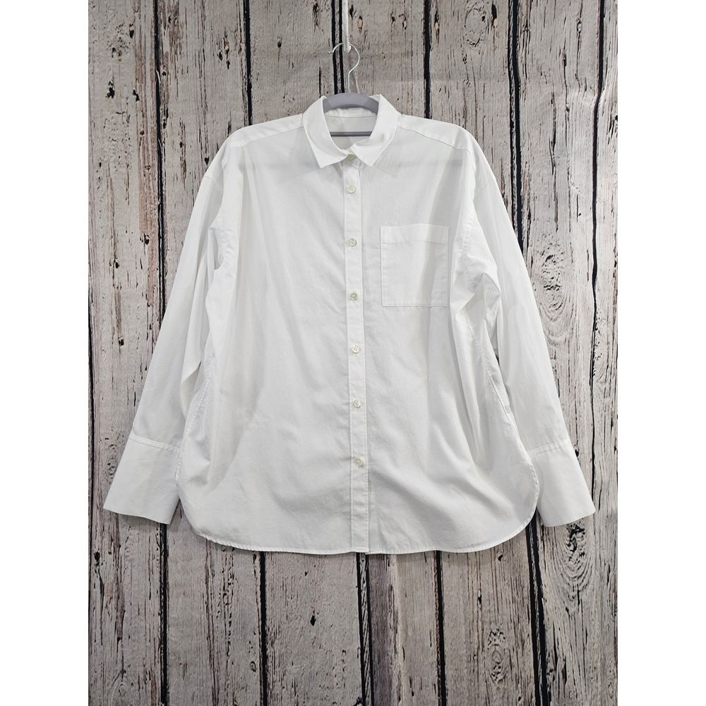 UNTITLED Japan White‎ Crisp Cotton Pocket Boxy Button Down Blouse Size 2 / US S
